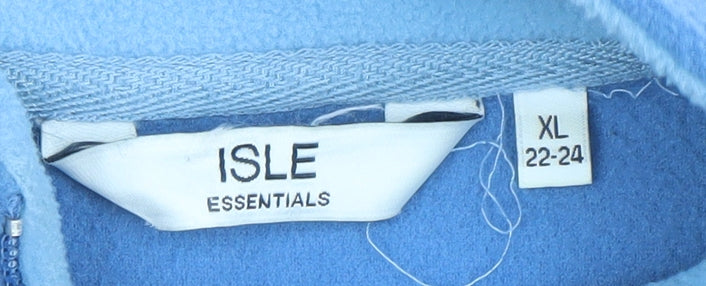 ISLE ESSENTIALS Women Blue Fleece Full Zip Jacket Size 22