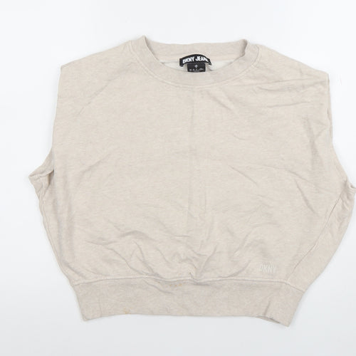 DKNY Jeans Women's Beige Sleeveless Crew Neck Cotton Top Size 12