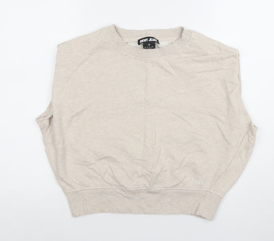 DKNY Jeans Women's Beige Sleeveless Crew Neck Cotton Top Size 12