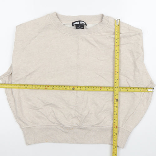 DKNY Jeans Women's Beige Sleeveless Crew Neck Cotton Top Size 12