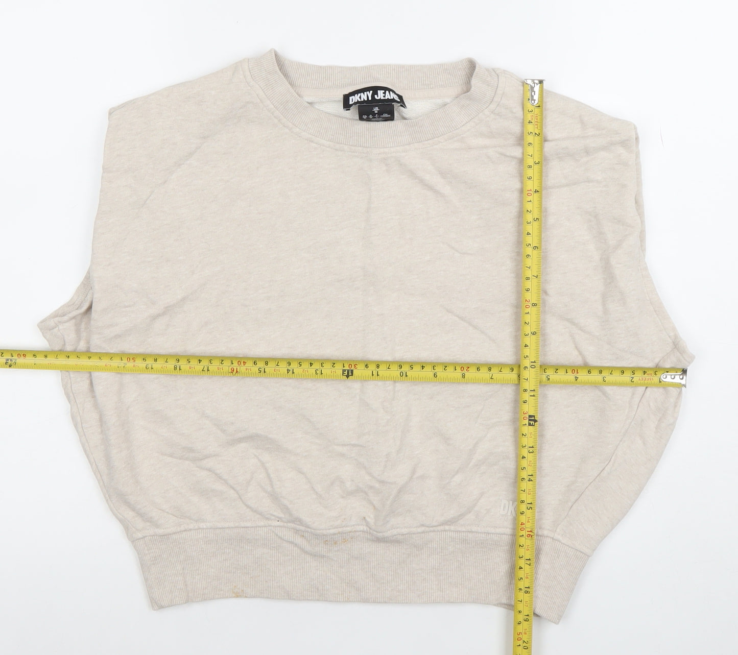 DKNY Jeans Women's Beige Sleeveless Crew Neck Cotton Top Size 12