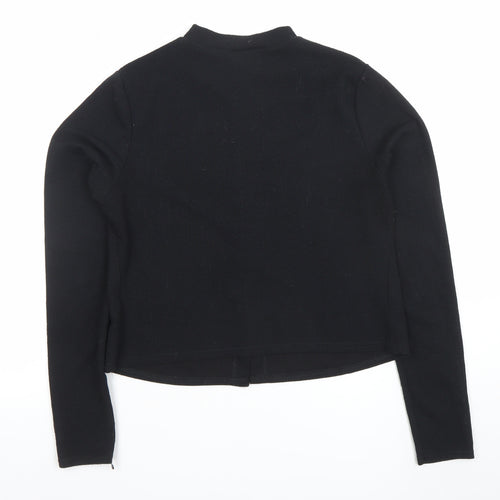 Boohoo Women Black Collared Button Cardigan Size 14