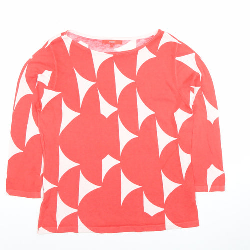 Next Women's Red Geometric 3/4 Sleeve Boat Neck Cotton T-Shirt Size 14