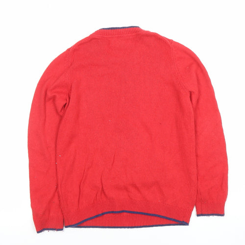 Mini Boden Girls Red Christmas Jumper Size 7-8Y Cotton Crew Neck