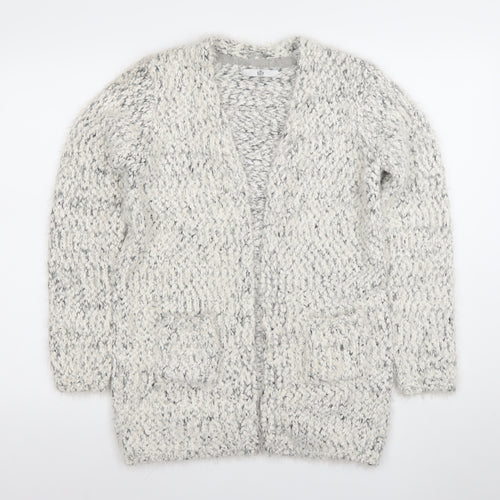 Marks and Spencer Girls Grey Long Sleeve Cardigan 13-14 Years Bouclé Knit