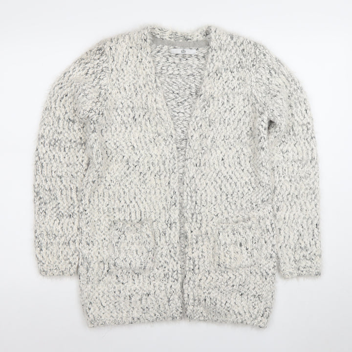 Marks and Spencer Girls Grey Long Sleeve Cardigan 13-14 Years Bouclé Knit