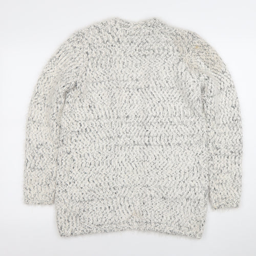 Marks and Spencer Girls Grey Long Sleeve Cardigan 13-14 Years Bouclé Knit