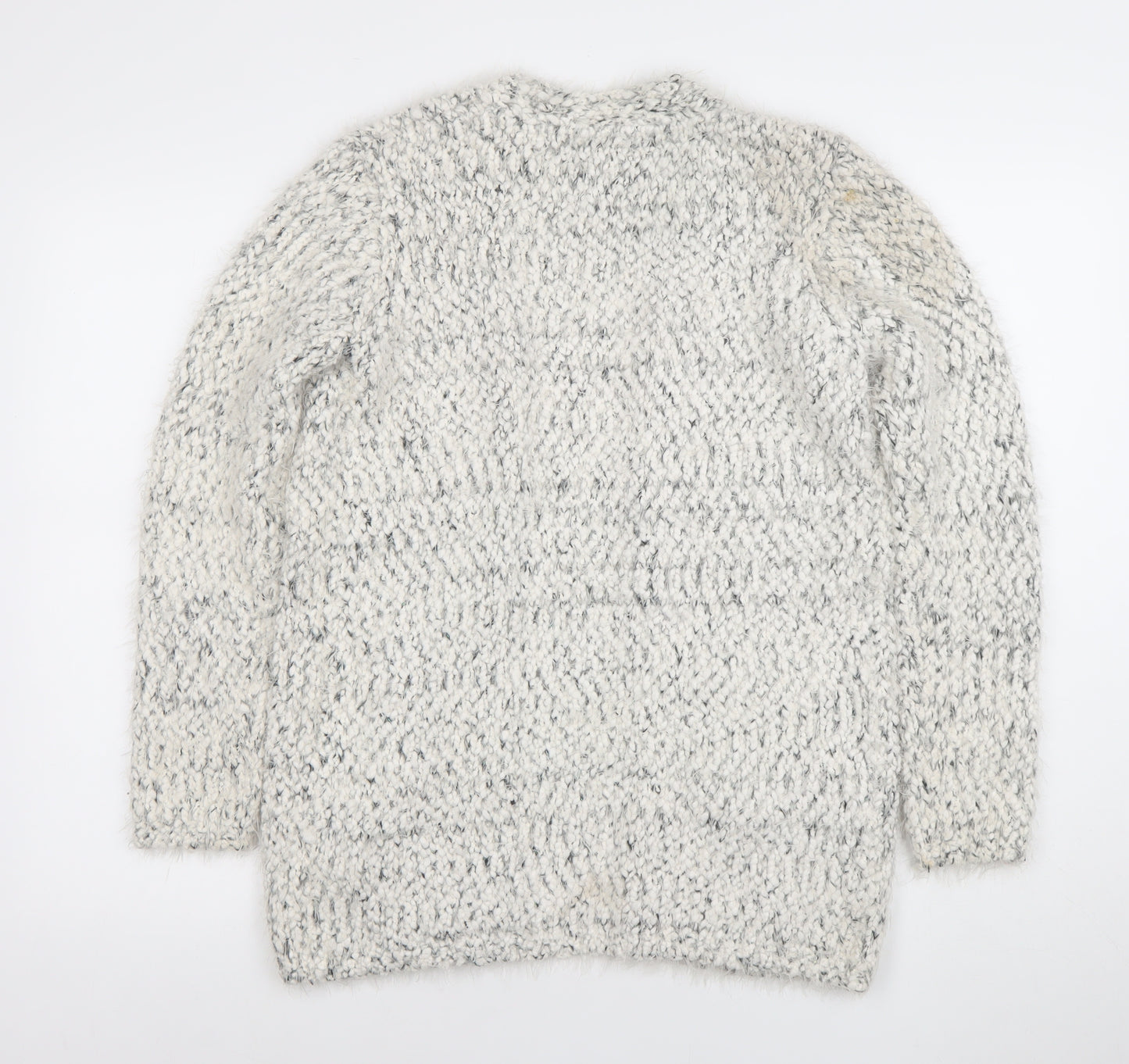 Marks and Spencer Girls Grey Long Sleeve Cardigan 13-14 Years Bouclé Knit