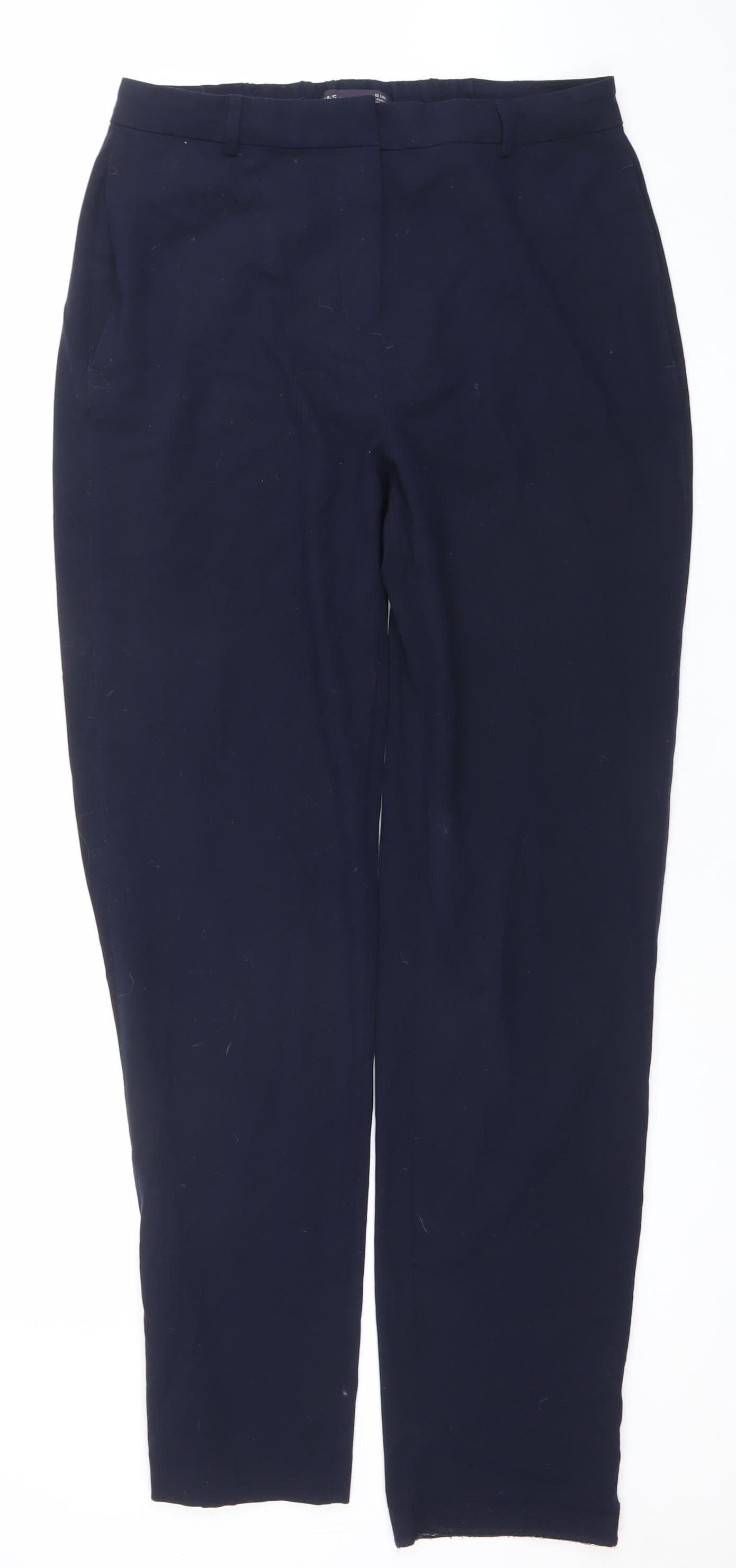 Marks and Spencer Women's Blue Size 12 Straight Leg Trousers