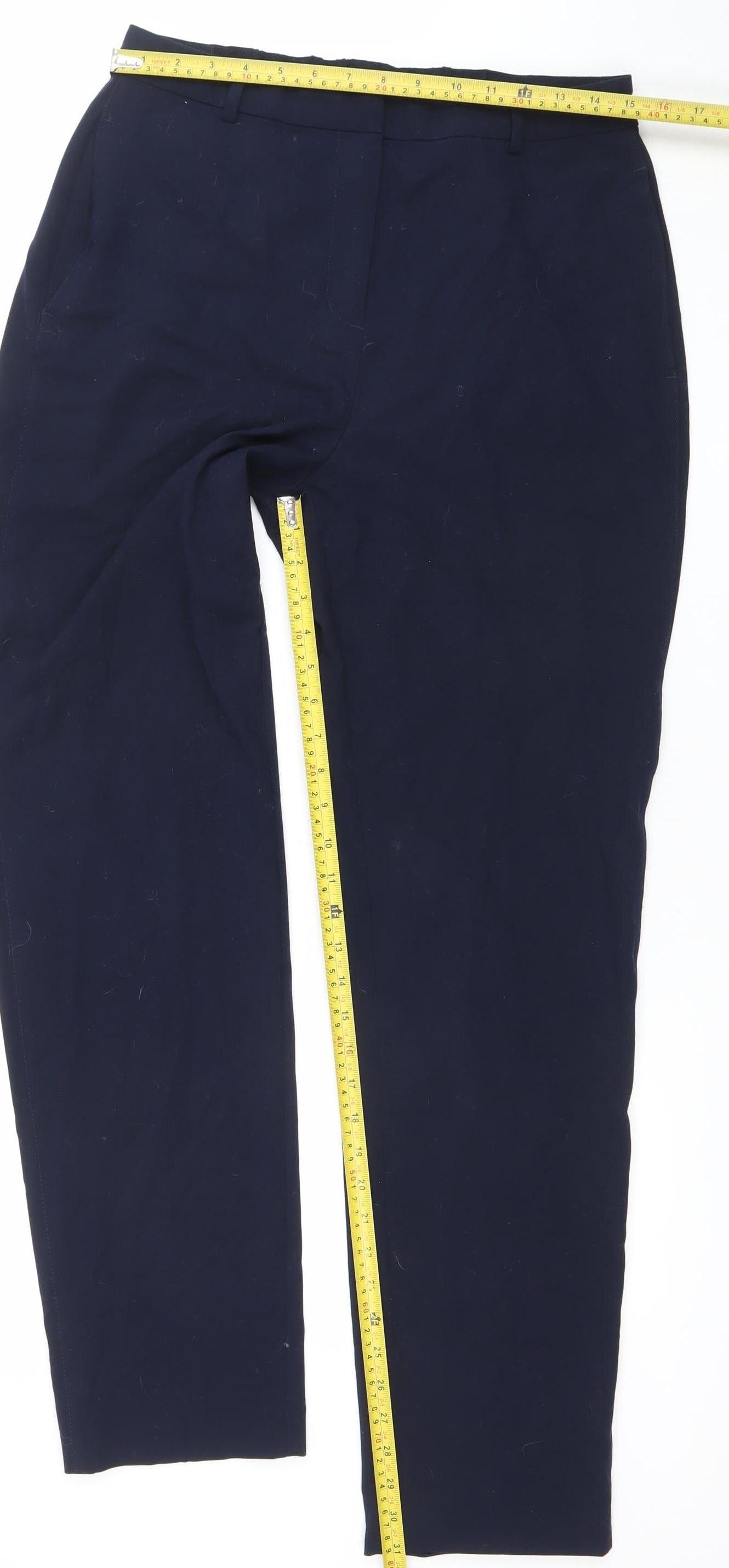 Marks and Spencer Women's Blue Size 12 Straight Leg Trousers