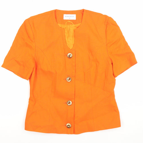 Berkertex Women's Orange Short Sleeve Suit Jacket Size 10