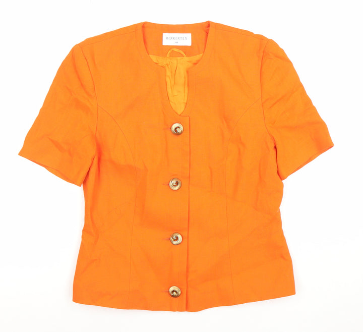 Berkertex Women's Orange Short Sleeve Suit Jacket Size 10