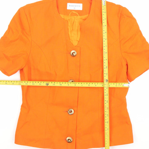 Berkertex Women's Orange Short Sleeve Suit Jacket Size 10