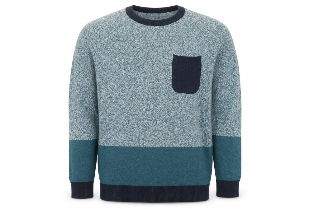 Front view of Next Men's Blue Cotton Crew Neck Jumper, size L, Long Sleeve