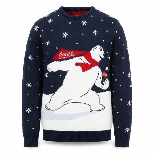 Coca-Cola Men’s Blue XS Christmas Polar Bear Knit Jumper