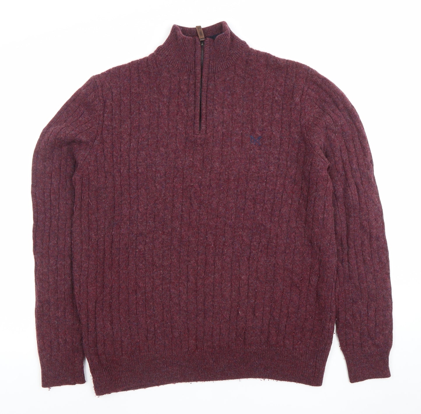 Crew Clothing Company Men's Red Lambswool 1/2 Zip Jumper M