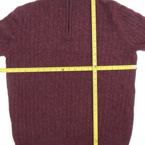 Crew Clothing Company Men's Red Lambswool 1/2 Zip Jumper M