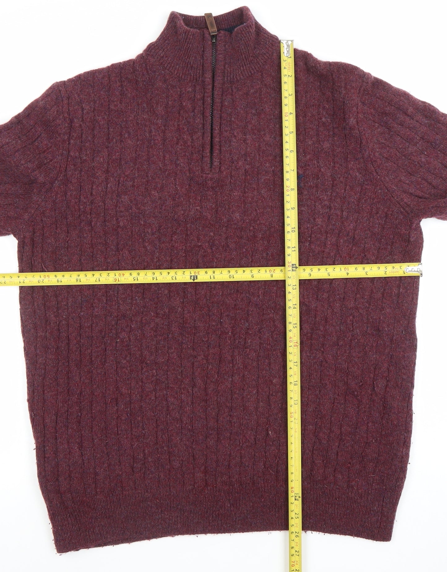 Crew Clothing Company Men's Red Lambswool 1/2 Zip Jumper M