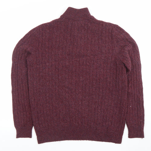 Crew Clothing Company Men's Red Lambswool 1/2 Zip Jumper M