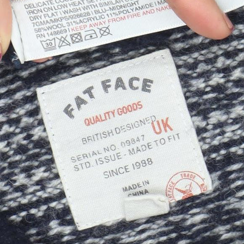 Fat Face Men's Blue Fair Isle Wool Blend Crew Neck Jumper Size M