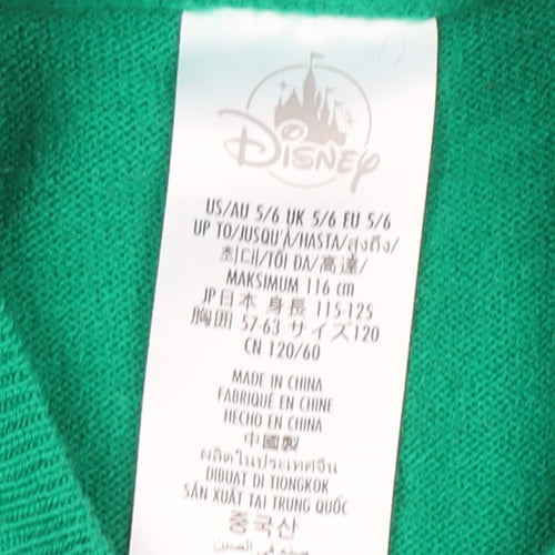 Disney Boys Green Christmas Jumper Mickey & Donald UK 5-6 Years Crew Neck