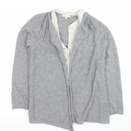 Benetton Womens Grey Merino Wool Blend Open Front Cardigan M