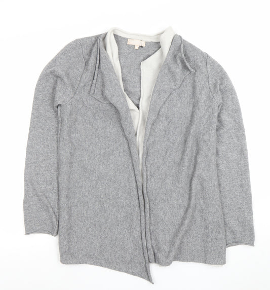 Benetton Womens Grey Merino Wool Blend Open Front Cardigan M