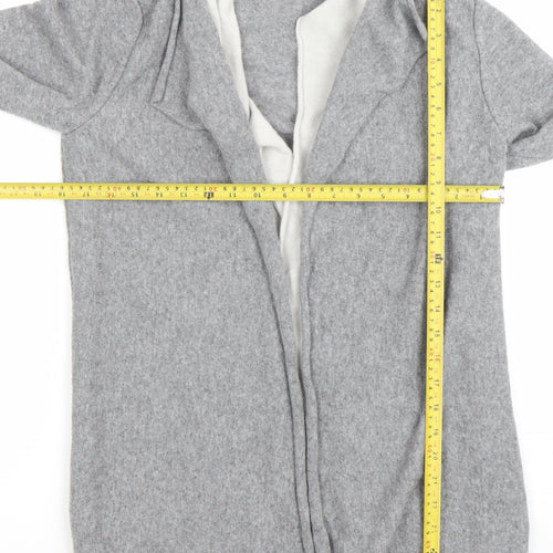 Benetton Womens Grey Merino Wool Blend Open Front Cardigan M