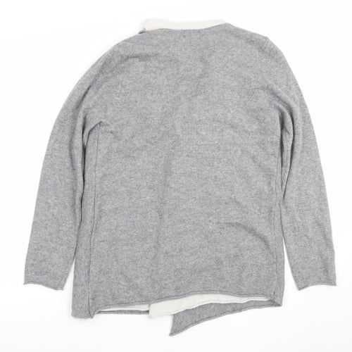 Benetton Womens Grey Merino Wool Blend Open Front Cardigan M