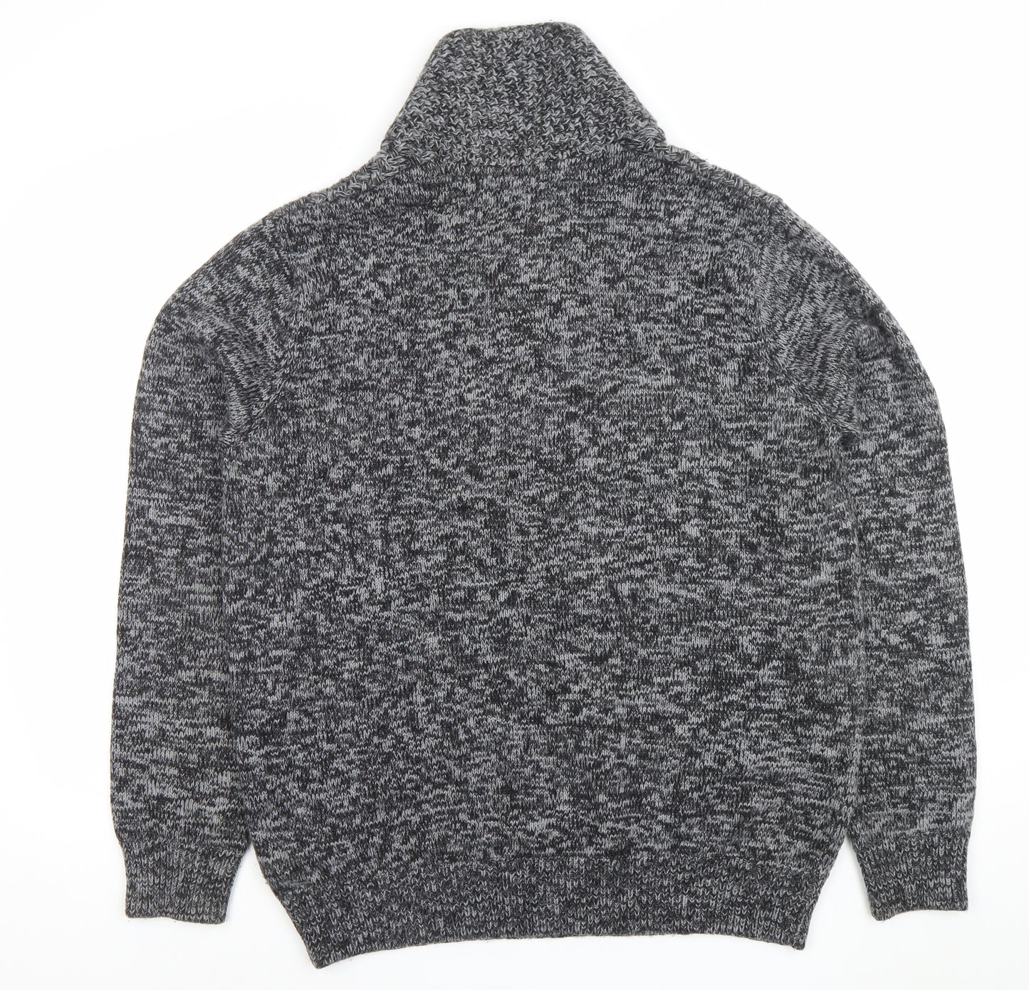New Look Men Grey Chunky Knit Shawl Neck Wool Blend Jumper XL