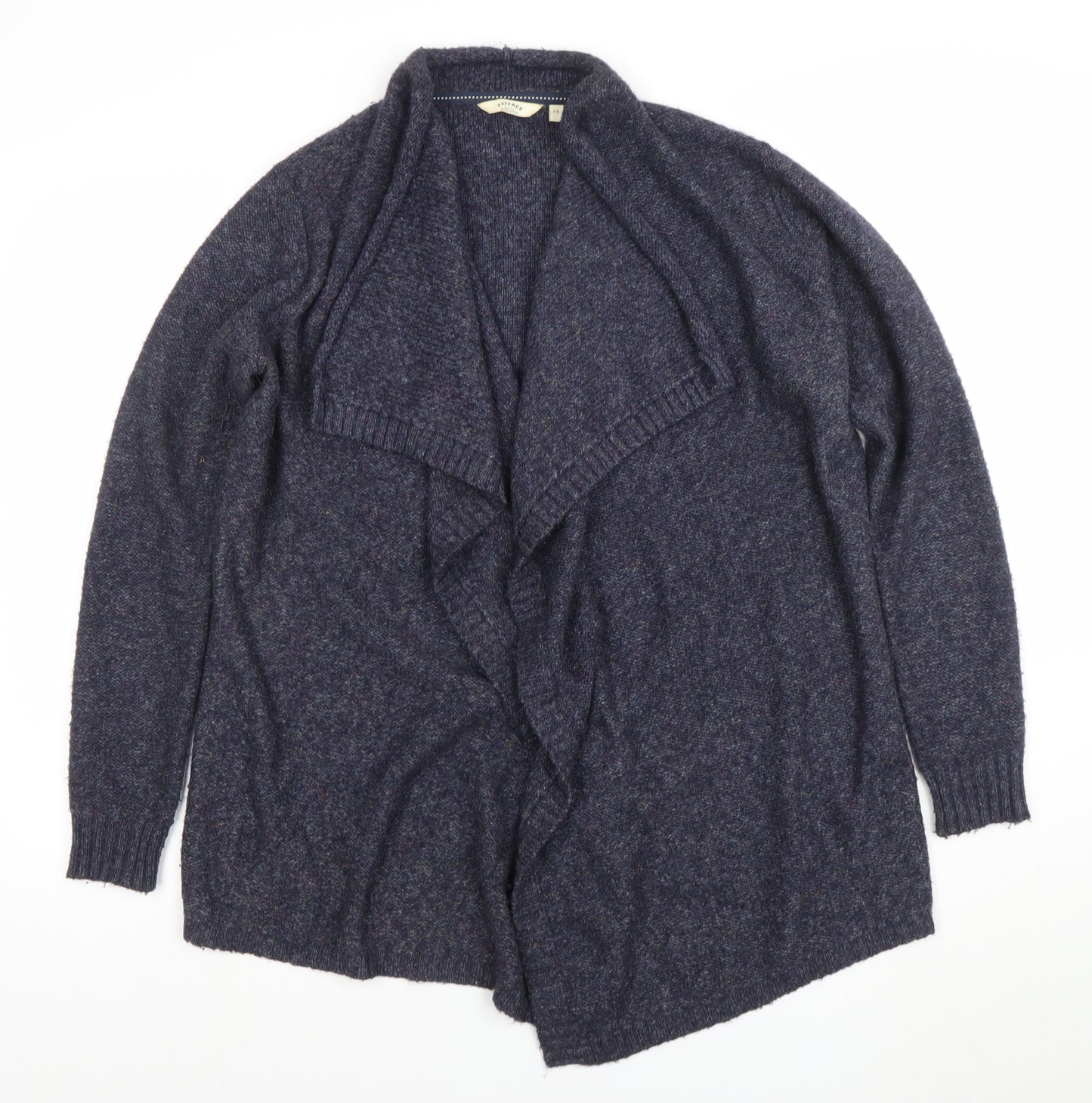 FatFace Women’s Blue Wool Blend Open Front Cardigan Size 14
