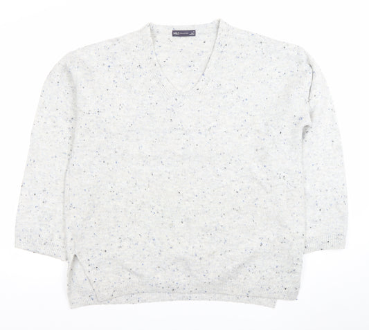 Marks and Spencer Women Grey V-Neck Knit Pullover Jumper M