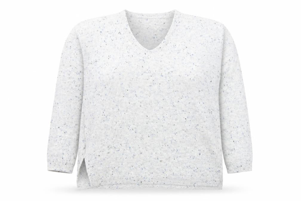 Front view of Marks & Spencer Women Grey V-Neck Knit jumper M