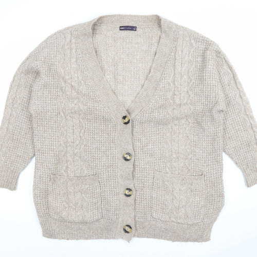 Marks and Spencer Women’s Beige Cable-Knit Cardigan XL
