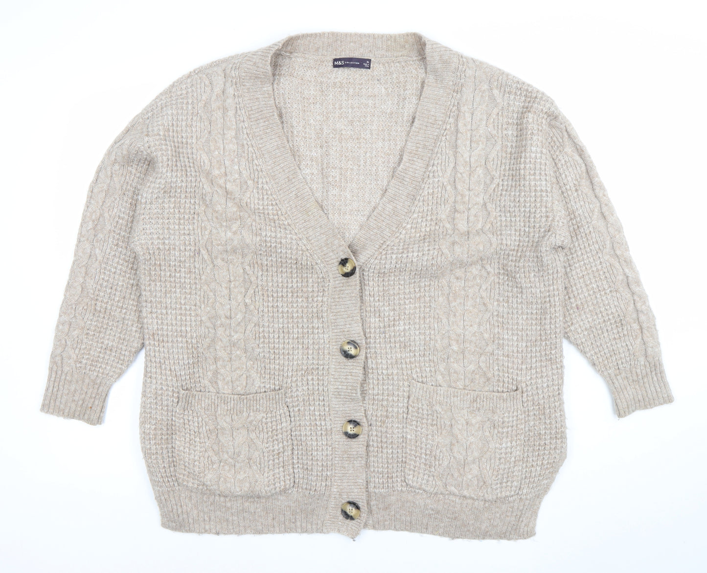 Marks and Spencer Women’s Beige Cable-Knit Cardigan XL