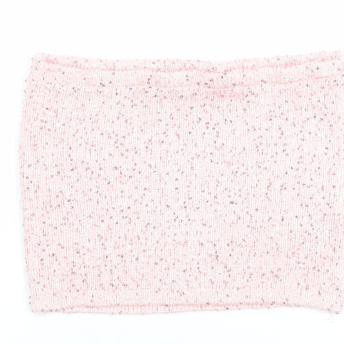 Edikted Women's Pink Sequin Knit Cropped Tube Top Size S