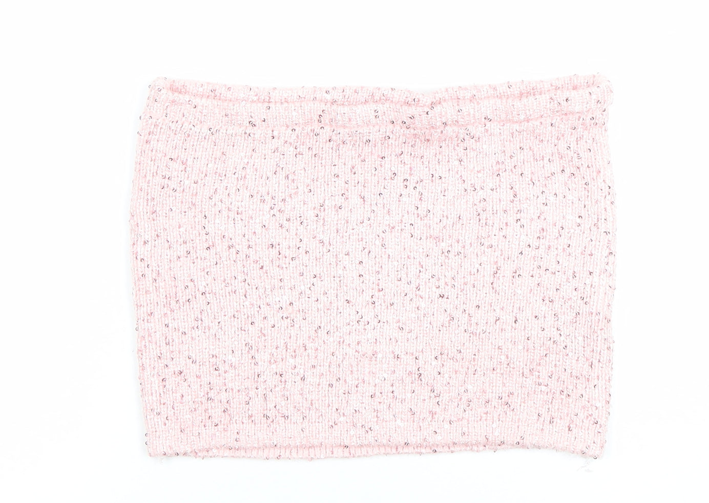 Edikted Women's Pink Sequin Knit Cropped Tube Top Size S