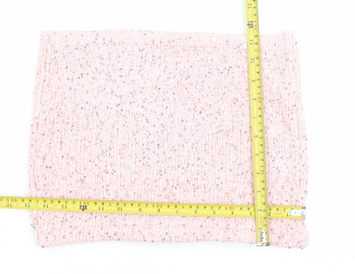 Edikted Women's Pink Sequin Knit Cropped Tube Top Size S