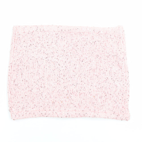 Edikted Women's Pink Sequin Knit Cropped Tube Top Size S