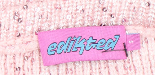 Edikted Women's Pink Sequin Knit Cropped Tube Top Size S