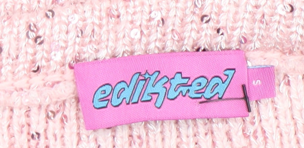 Edikted Women's Pink Sequin Knit Cropped Tube Top Size S