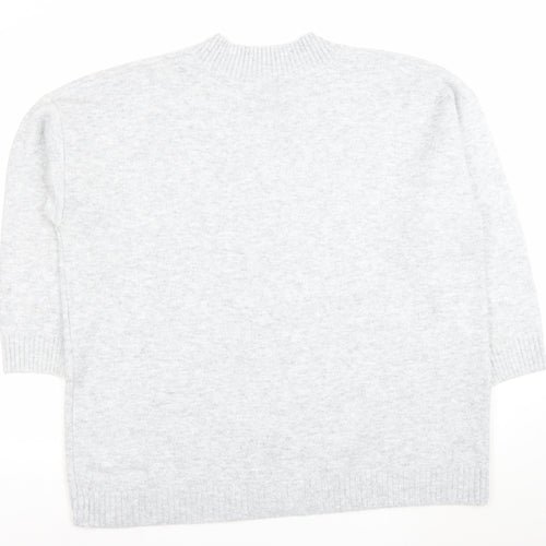 Tu Women Grey V-Neck Knit Pullover Jumper XL