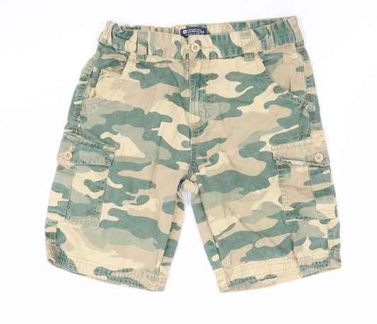 Mountain Warehouse Boys Beige Green Camouflage Cargo Shorts 11-12 Years