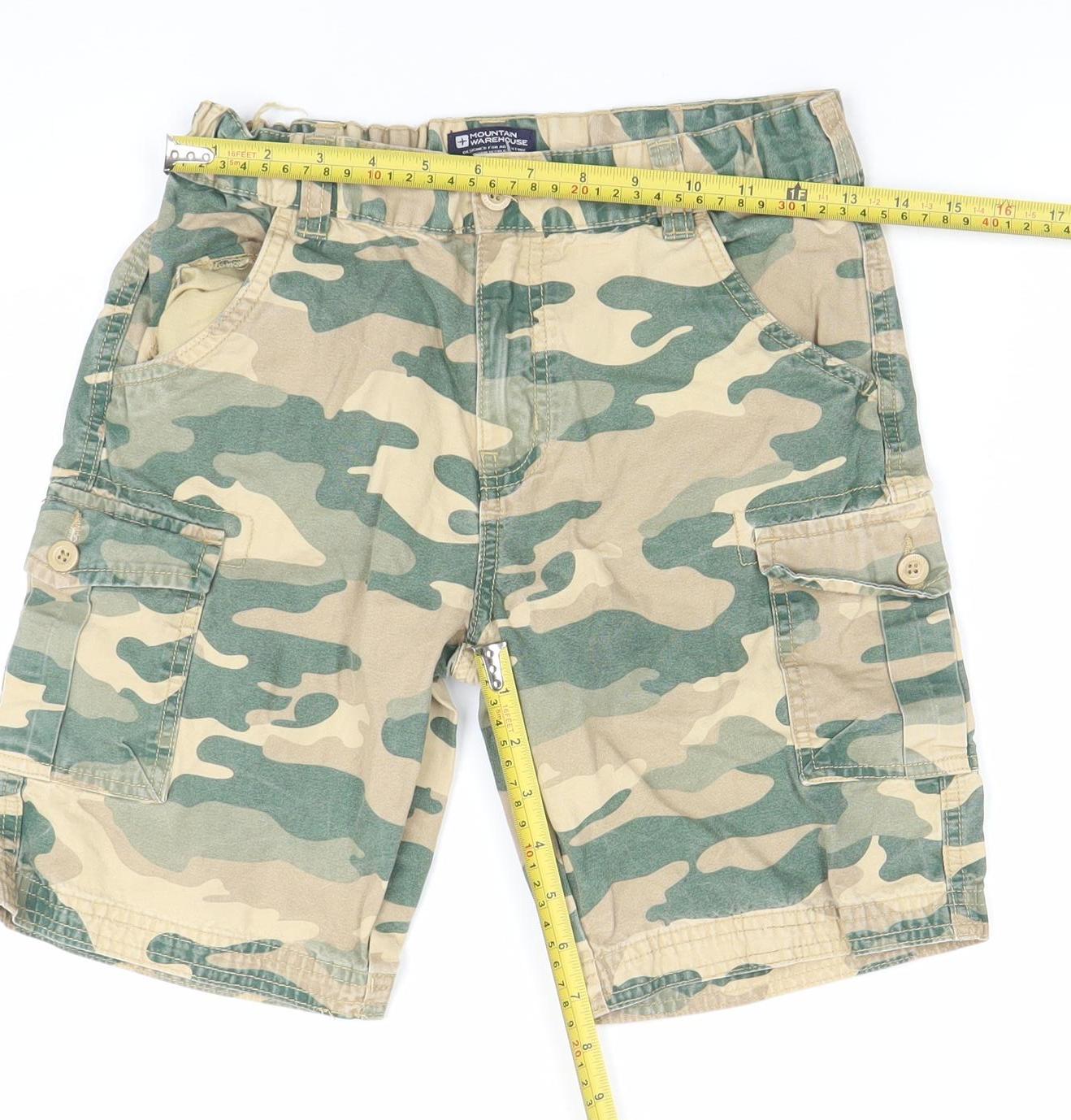 Mountain Warehouse Boys Beige Green Camouflage Cargo Shorts 11-12 Years
