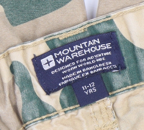 Mountain Warehouse Boys Beige Green Camouflage Cargo Shorts 11-12 Years