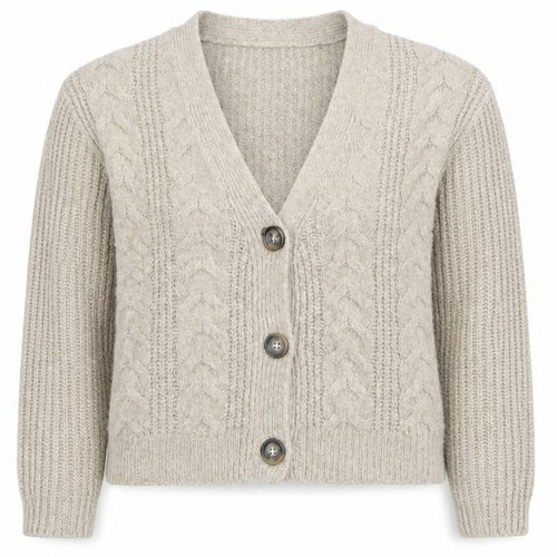 Marks and Spencer Women Beige Cable-Knit Cardigan XS Wool Blend