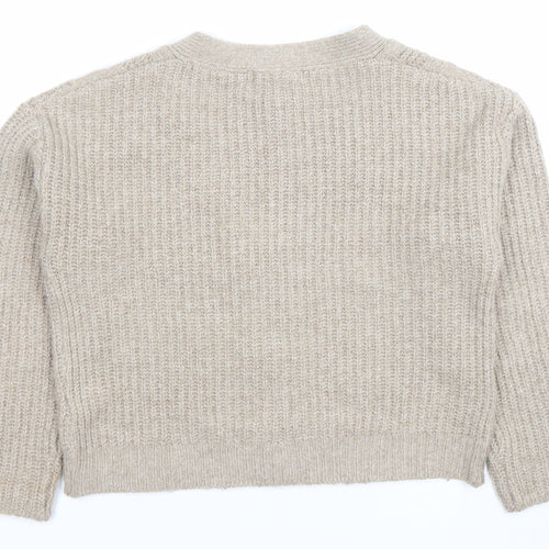Marks and Spencer Women Beige Cable-Knit Cardigan XS Wool Blend