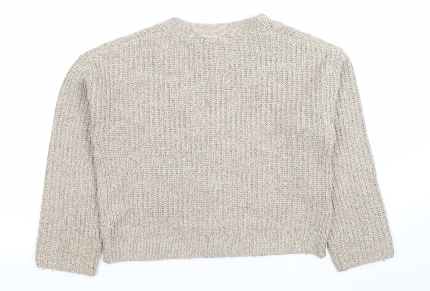Marks and Spencer Women Beige Cable-Knit Cardigan XS Wool Blend