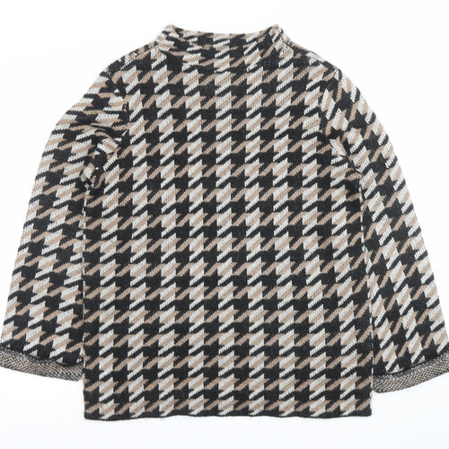 BPC Selection Women Black Beige Knit Jumper Size M Houndstooth Pattern