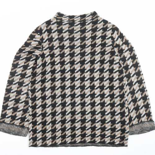 BPC Selection Women Black Beige Knit Jumper Size M Houndstooth Pattern